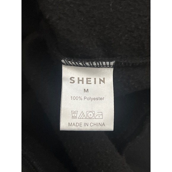 Shein Black Sweatshirt White Lettering BE REAL Not Perfect Crew Neck Medium - Picture 3 of 4